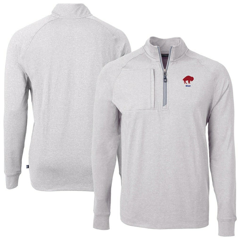 Buffalo Bills Cutter & Buck Big & Tall Adapt Eco Raglan Quarter-Zip Jacket - Heather Gray cheap