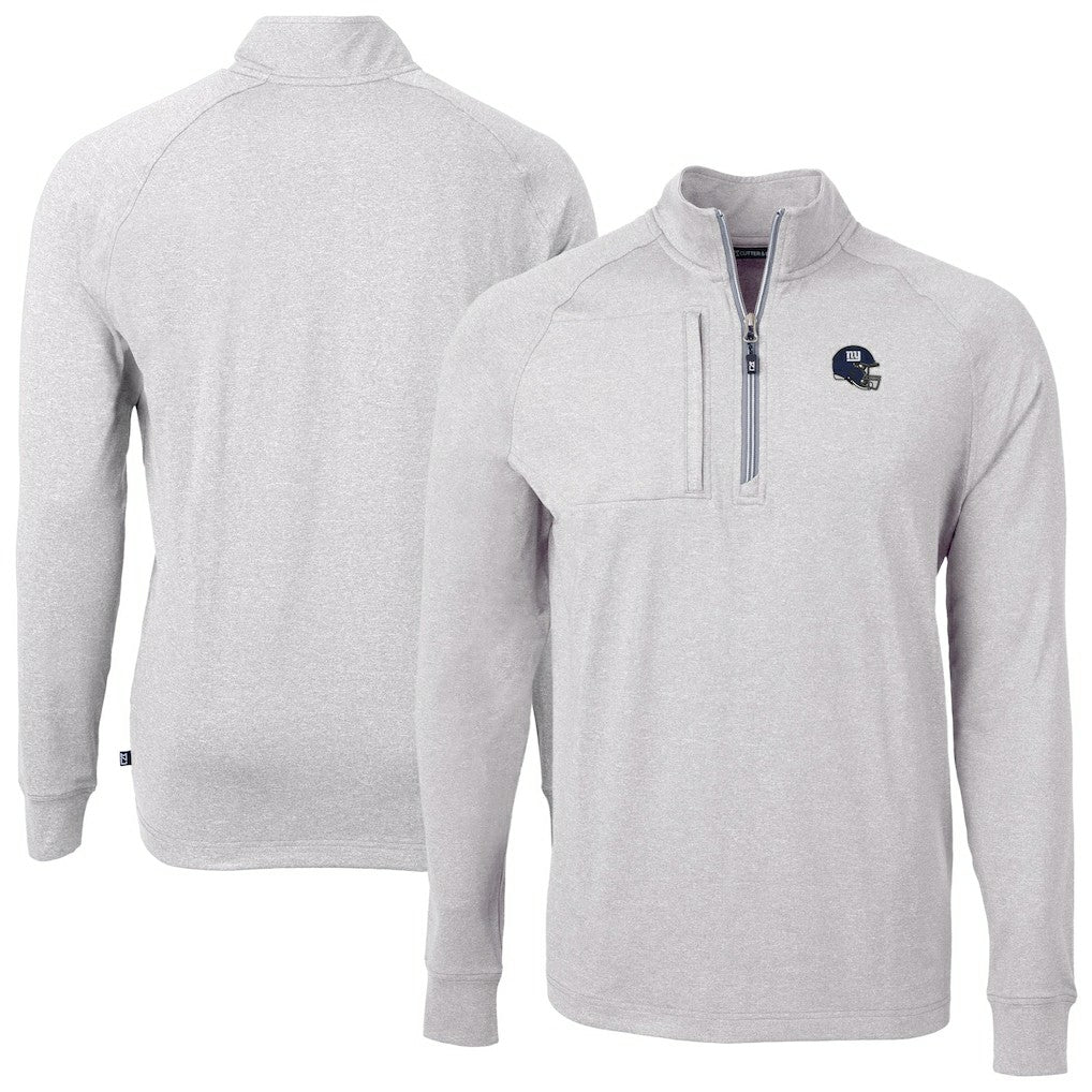 New York Giants Cutter & Buck Big & Tall Adapt Eco Raglan Quarter-Zip Jacket - Heather Gray sale