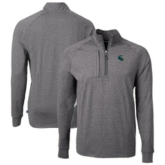 Philadelphia Eagles Cutter & Buck Big & Tall Adapt Eco Raglan Quarter-Zip Jacket - Heather Black for sale