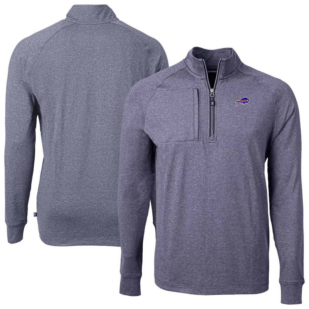 Buffalo Bills Cutter & Buck Big & Tall Adapt Eco Raglan Quarter-Zip Jacket - Heather Navy discount