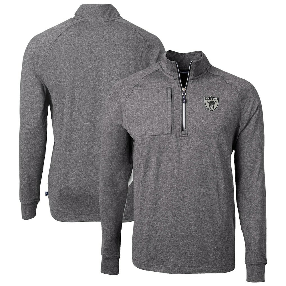 Las Vegas Raiders Cutter & Buck Big & Tall Adapt Eco Raglan Quarter-Zip Jacket - Heather Black online