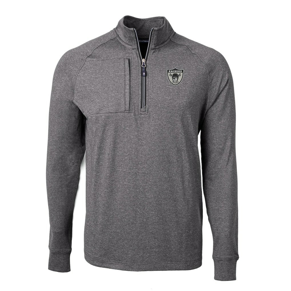Las Vegas Raiders Cutter & Buck Big & Tall Adapt Eco Raglan Quarter-Zip Jacket - Heather Black online