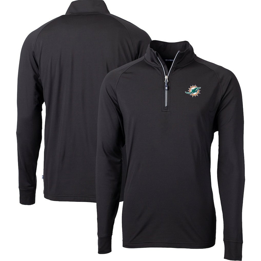 Miami Dolphins Cutter & Buck Big & Tall Adapt Eco DryTec Raglan Quarter-Zip Jacket - Black online