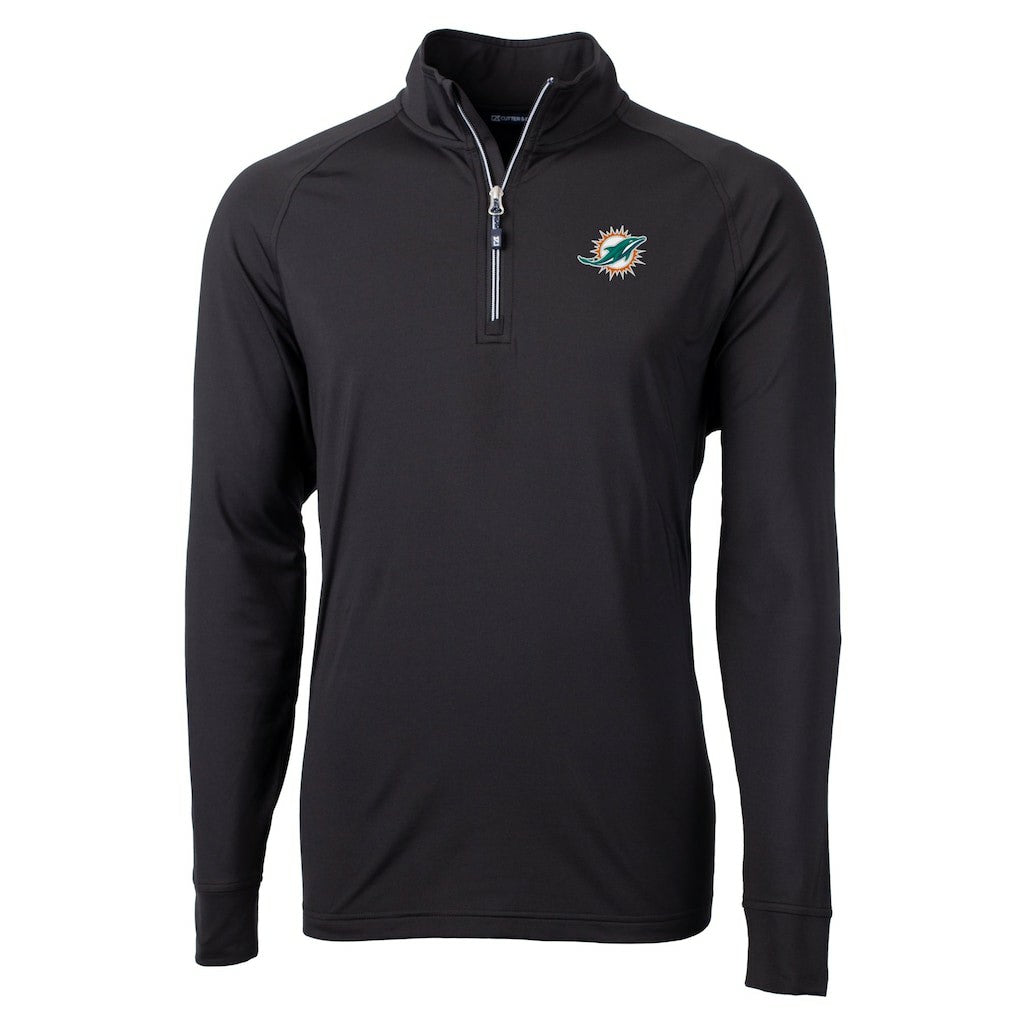 Miami Dolphins Cutter & Buck Big & Tall Adapt Eco DryTec Raglan Quarter-Zip Jacket - Black online