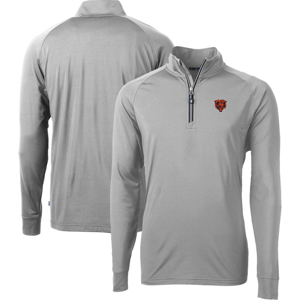 Chicago Bears Cutter & Buck Big & Tall Adapt Eco DryTec Raglan Quarter-Zip Jacket - Gray on sale