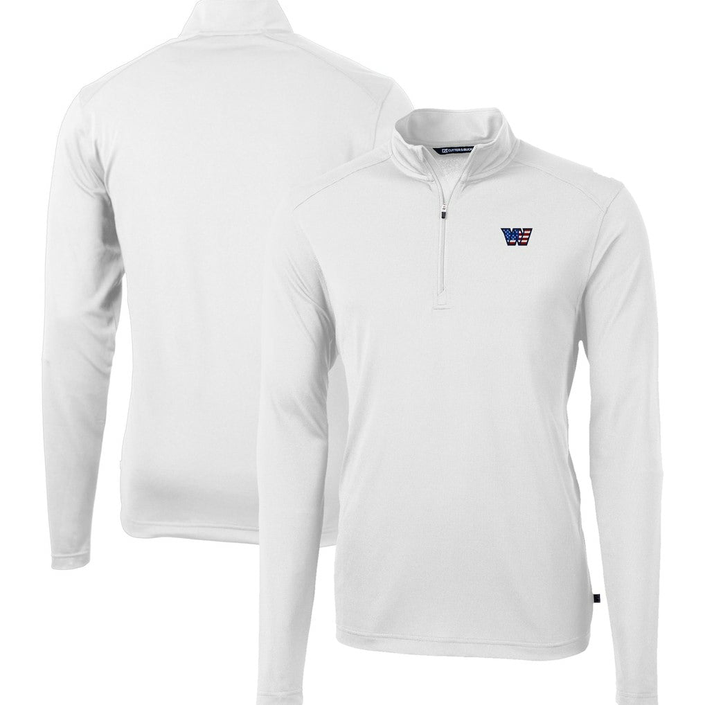 Washington Commanders Cutter & Buck Big & Tall Americana Virtue Eco Pique Quarter-Zip Jacket - White cheap