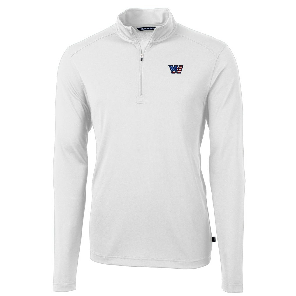 Washington Commanders Cutter & Buck Big & Tall Americana Virtue Eco Pique Quarter-Zip Jacket - White cheap