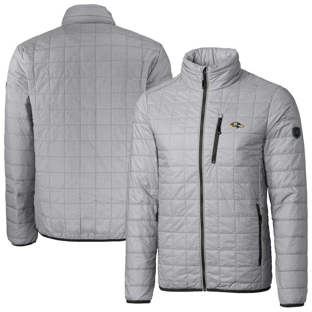 Baltimore Ravens Cutter & Buck Big & Tall Rainier PrimaLoft Eco Insulated Full-Zip Hoodie Puffer Jacket - Gray discount