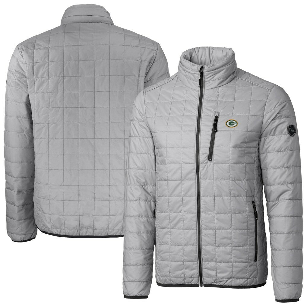 Green Bay Packers Cutter & Buck Big & Tall Rainier PrimaLoft Eco Insulated Full-Zip Hoodie Puffer Jacket - Gray outlet
