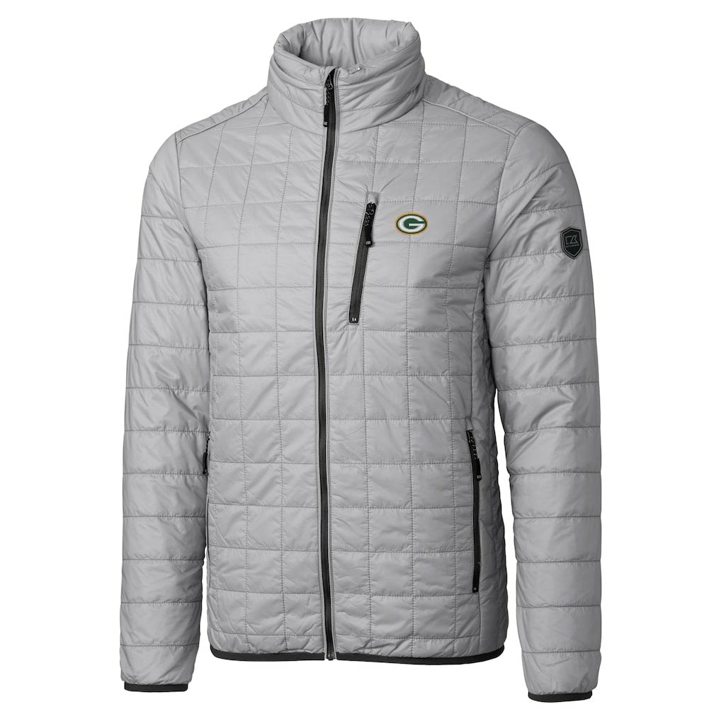 Green Bay Packers Cutter & Buck Big & Tall Rainier PrimaLoft Eco Insulated Full-Zip Hoodie Puffer Jacket - Gray outlet