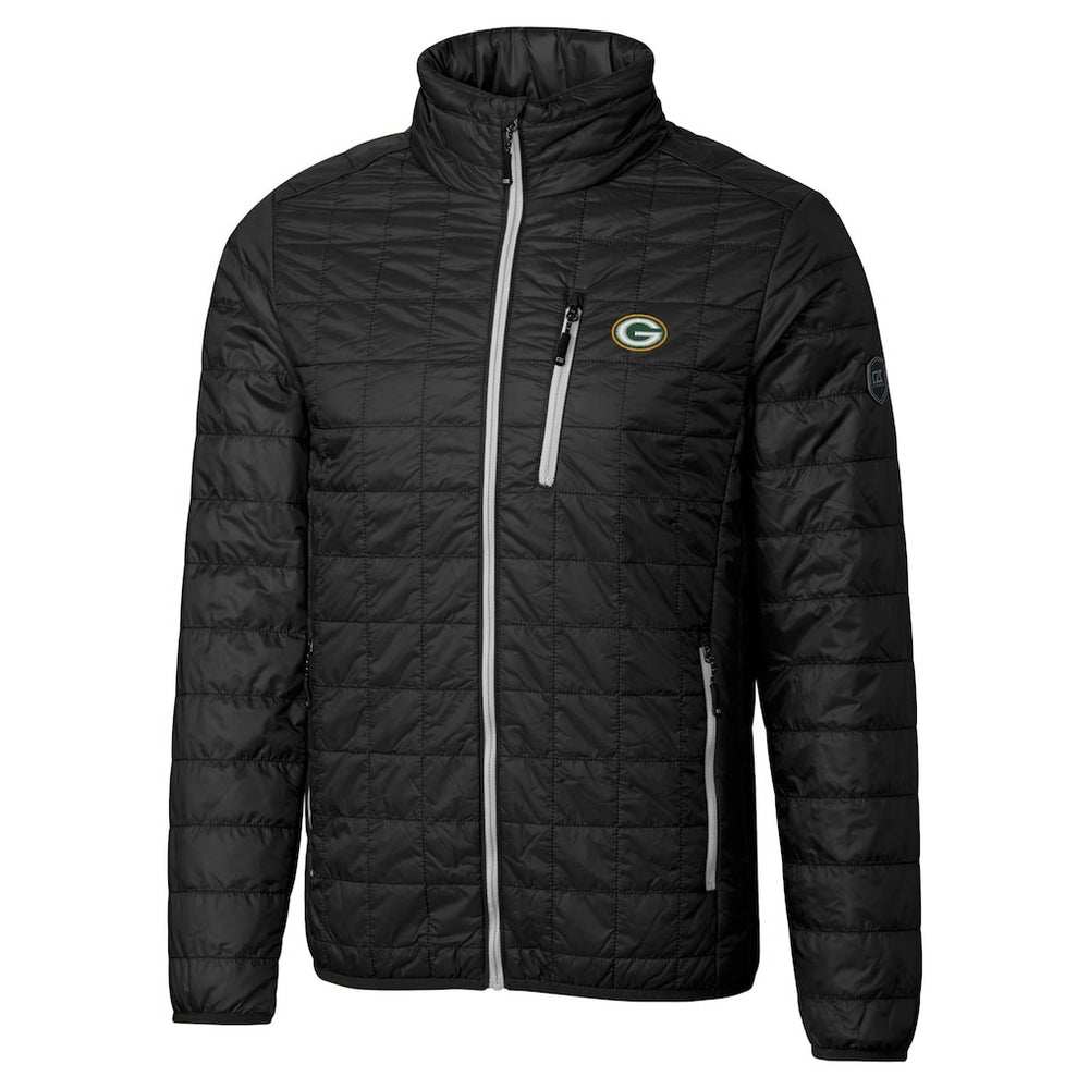 Green Bay Packers Cutter & Buck Big & Tall Rainier PrimaLoft Eco Insulated Full-Zip Hoodie Puffer Jacket - Black outlet