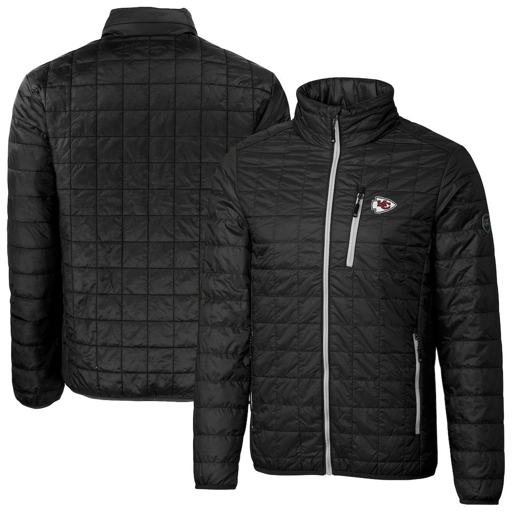 Kansas City Chiefs Cutter & Buck Big & Tall Rainier PrimaLoft Eco Insulated Full-Zip Hoodie Puffer Jacket - Black for sale