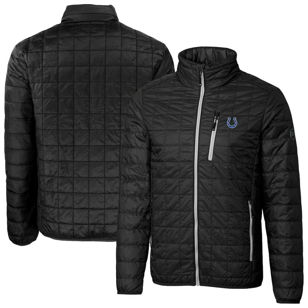 Indianapolis Colts Cutter & Buck Big & Tall Rainier PrimaLoft Eco Insulated Full-Zip Hoodie Puffer Jacket - Black cheap