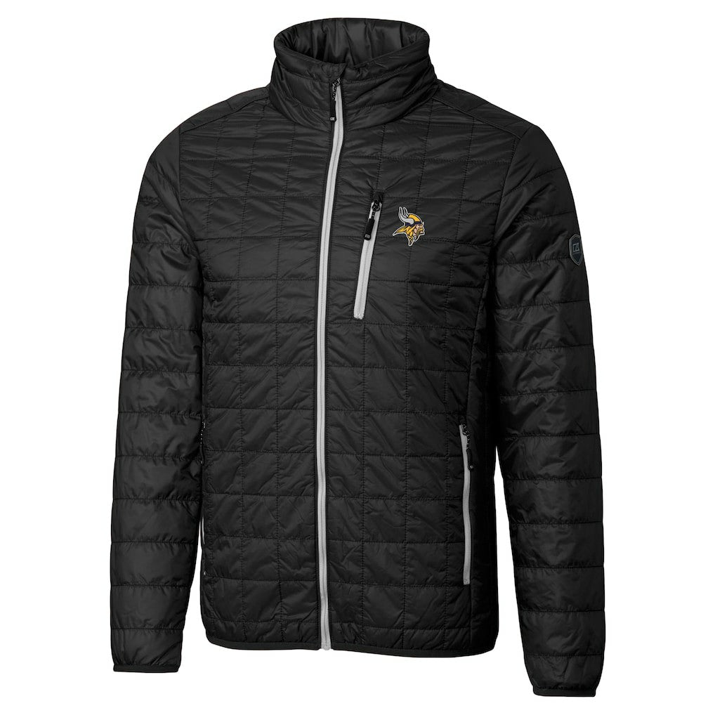 Minnesota Vikings Cutter & Buck Big & Tall Rainier PrimaLoft Eco Insulated Full-Zip Hoodie Puffer Jacket - Black for sale