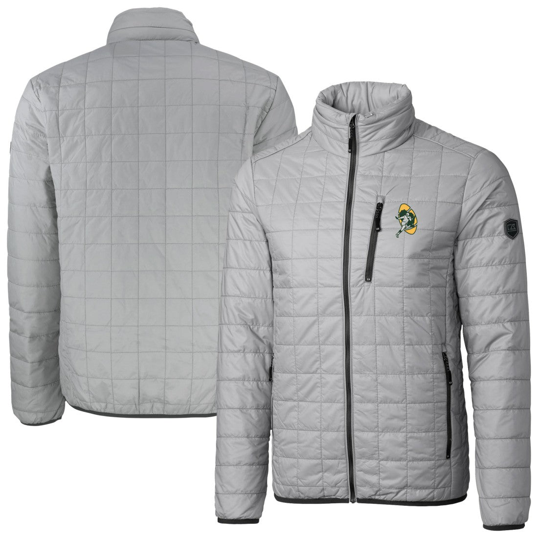 Green Bay Packers Cutter & Buck Big & Tall Rainier PrimaLoft Eco Insulated Full-Zip Puffer Jacket - Gray for sale