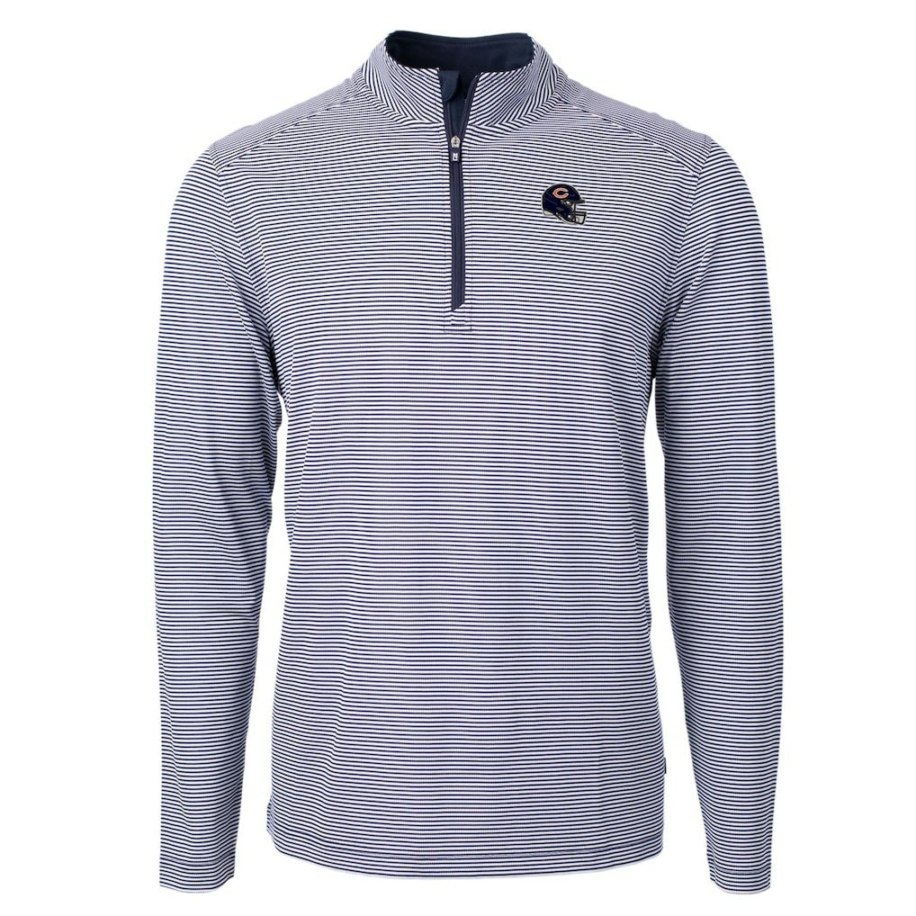 Chicago Bears Cutter & Buck Big & Tall Virtue Eco Pique Micro Stripe Tri-Blend Quarter-Zip Jacket - Navy online