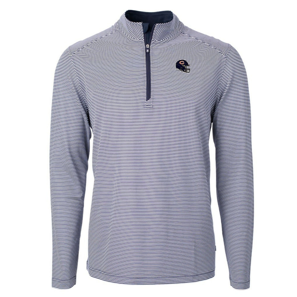Chicago Bears Cutter & Buck Big & Tall Virtue Eco Pique Micro Stripe Tri-Blend Quarter-Zip Jacket - Navy online