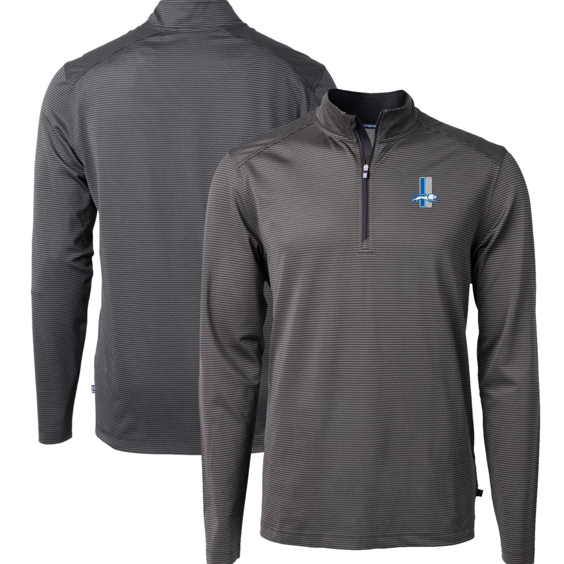 Detroit Lions Cutter & Buck Big & Tall Virtue Eco Pique Micro Stripe Tri-Blend Quarter-Zip Jacket - Black outlet