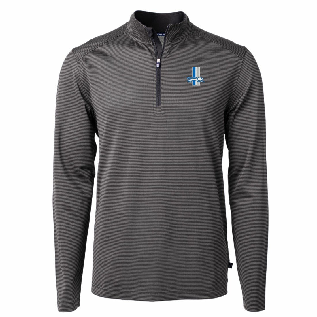 Detroit Lions Cutter & Buck Big & Tall Virtue Eco Pique Micro Stripe Tri-Blend Quarter-Zip Jacket - Black outlet