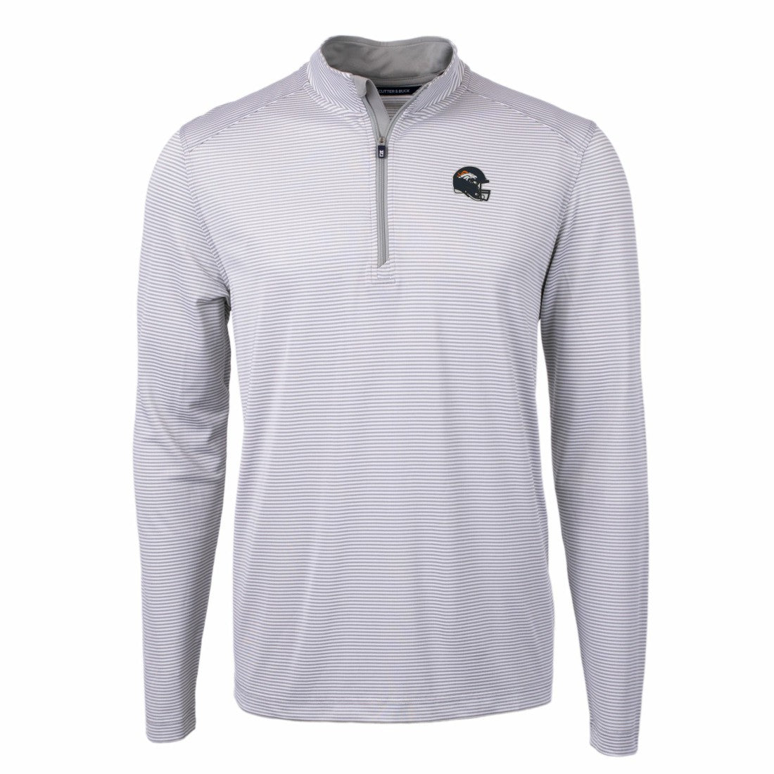 Denver Broncos Cutter & Buck Big & Tall Virtue Eco Pique Micro Stripe Tri-Blend Quarter-Zip Jacket - Gray outlet