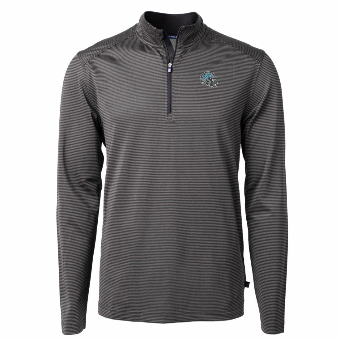 Detroit Lions Cutter & Buck Big & Tall Virtue Eco Pique Micro Stripe Tri-Blend Quarter-Zip Jacket - Black discount