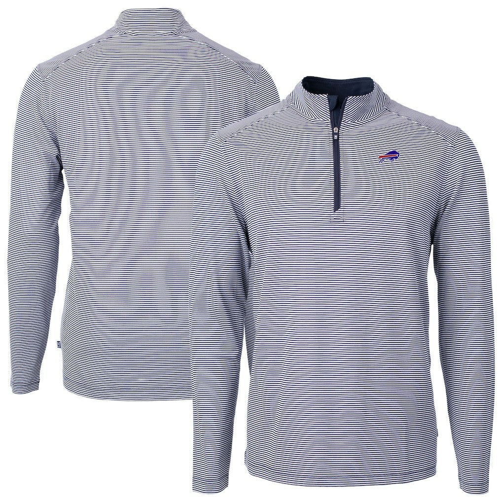 Buffalo Bills Cutter & Buck Big & Tall Virtue Eco Pique Micro Stripe Tri-Blend Quarter-Zip Jacket - Navy cheap