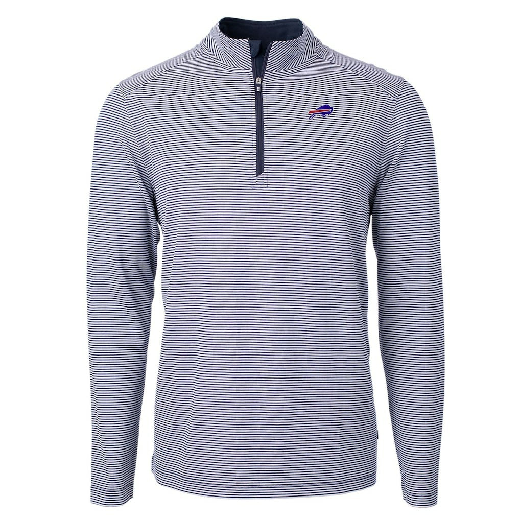 Buffalo Bills Cutter & Buck Big & Tall Virtue Eco Pique Micro Stripe Tri-Blend Quarter-Zip Jacket - Navy cheap