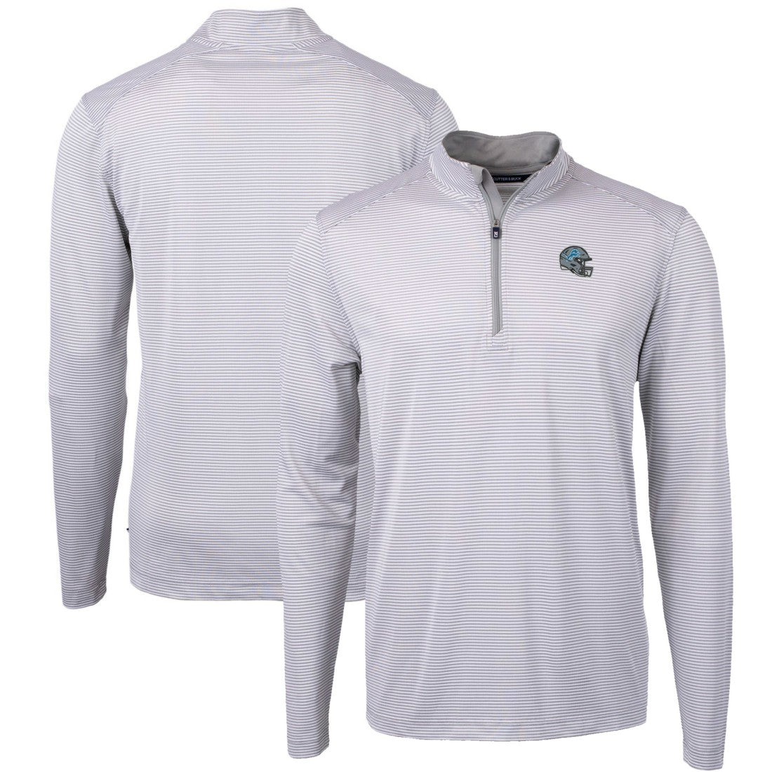Detroit Lions Cutter & Buck Big & Tall Virtue Eco Pique Micro Stripe Tri-Blend Quarter-Zip Jacket - Gray online