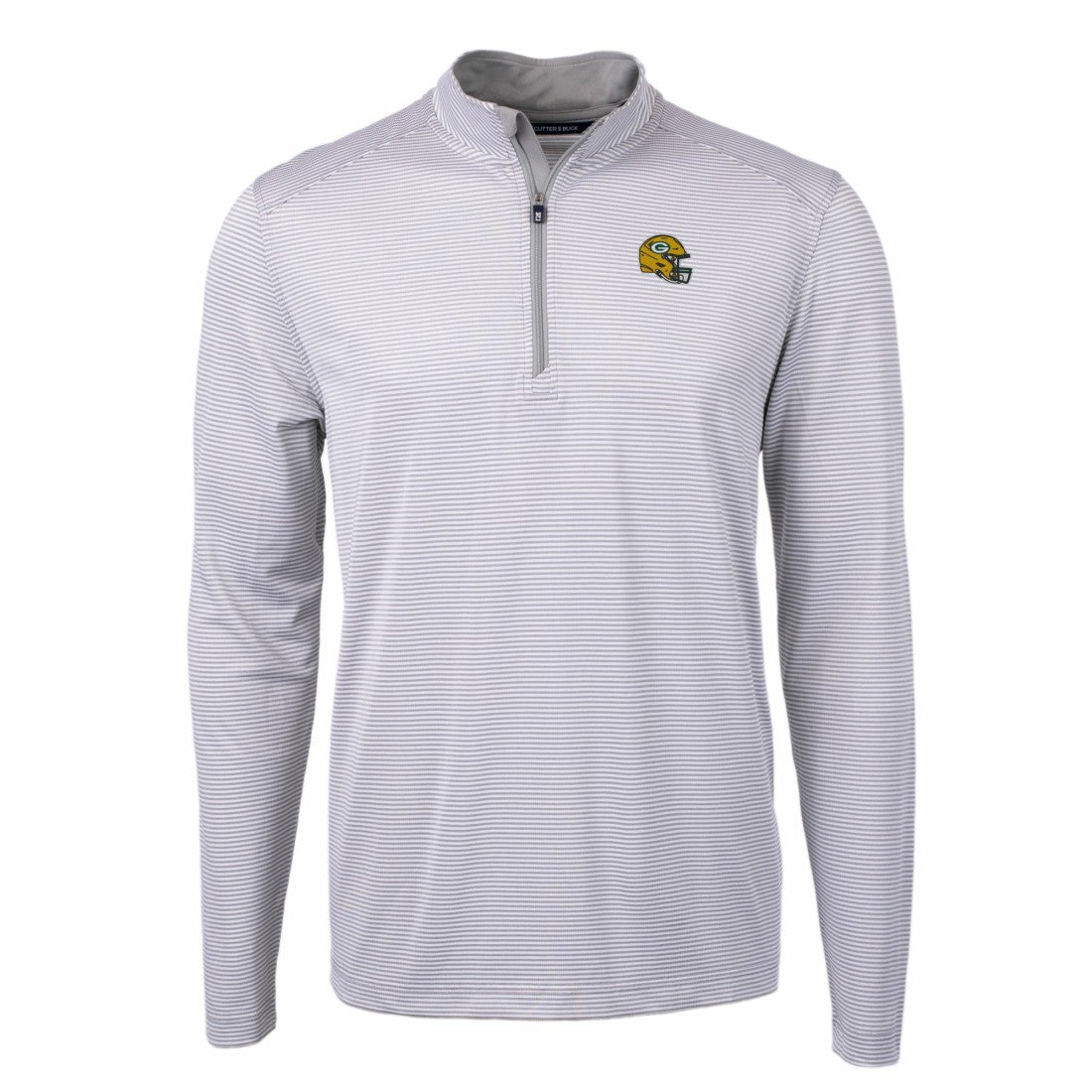 Green Bay Packers Cutter & Buck Big & Tall Virtue Eco Pique Micro Stripe Tri-Blend Quarter-Zip Jacket - Gray outlet