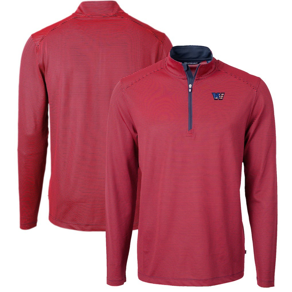 Washington Commanders Cutter & Buck Big & Tall Americana Virtue Eco Pique Micro Stripe Tri-Blend Quarter-Zip Jacket - Red sale