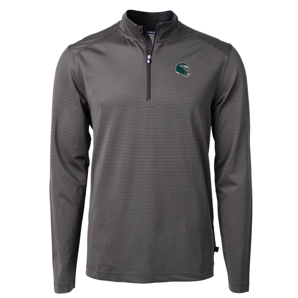 Philadelphia Eagles Cutter & Buck Big & Tall Virtue Eco Pique Micro Stripe Tri-Blend Quarter-Zip Jacket - Black on sale