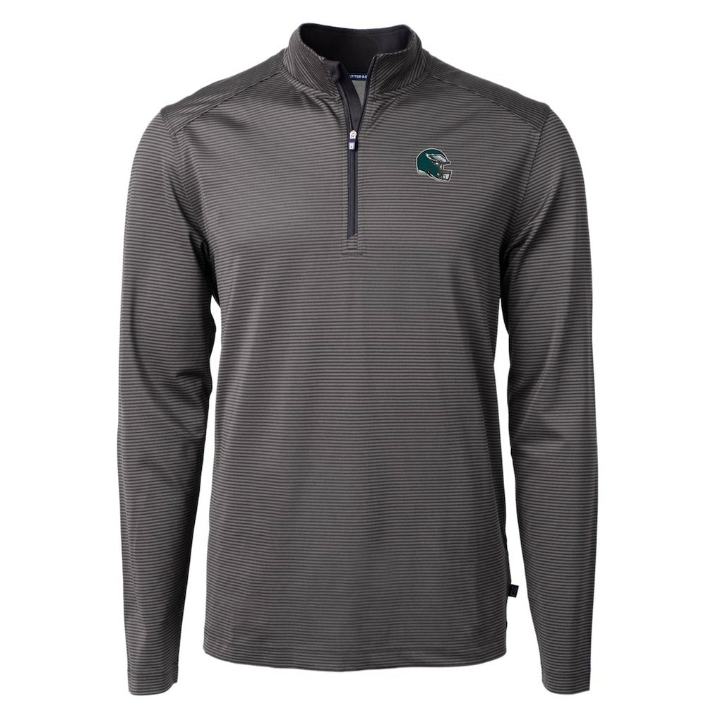Philadelphia Eagles Cutter & Buck Big & Tall Virtue Eco Pique Micro Stripe Tri-Blend Quarter-Zip Jacket - Black on sale