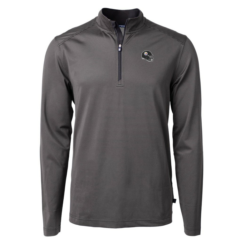 Pittsburgh Steelers Cutter & Buck Big & Tall Virtue Eco Pique Micro Stripe Tri-Blend Quarter-Zip Jacket - Black sale