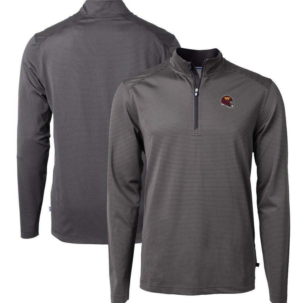 Washington Commanders Cutter & Buck Big & Tall Virtue Eco Pique Micro Stripe Tri-Blend Quarter-Zip Jacket - Black discount