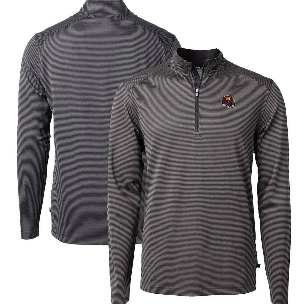 Washington Commanders Cutter & Buck Big & Tall Virtue Eco Pique Micro Stripe Tri-Blend Quarter-Zip Jacket - Black discount