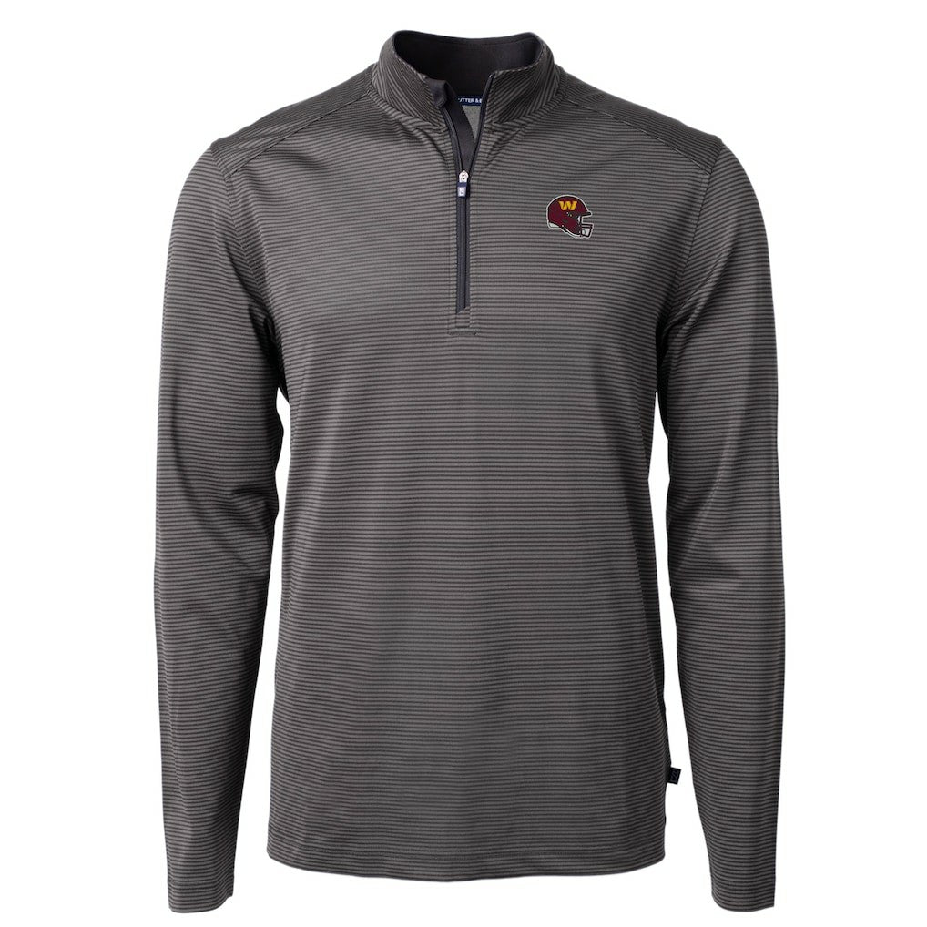 Washington Commanders Cutter & Buck Big & Tall Virtue Eco Pique Micro Stripe Tri-Blend Quarter-Zip Jacket - Black discount