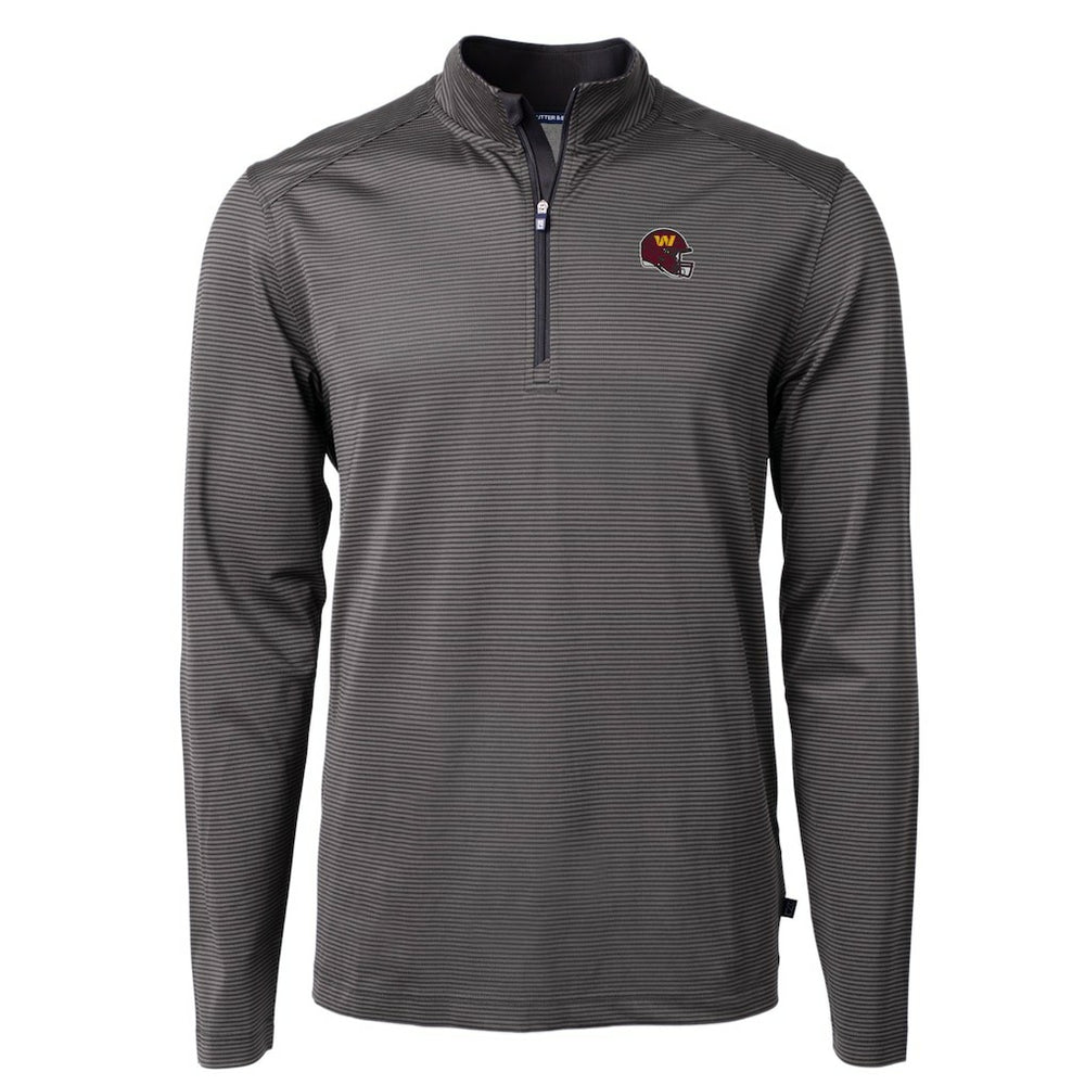 Washington Commanders Cutter & Buck Big & Tall Virtue Eco Pique Micro Stripe Tri-Blend Quarter-Zip Jacket - Black discount