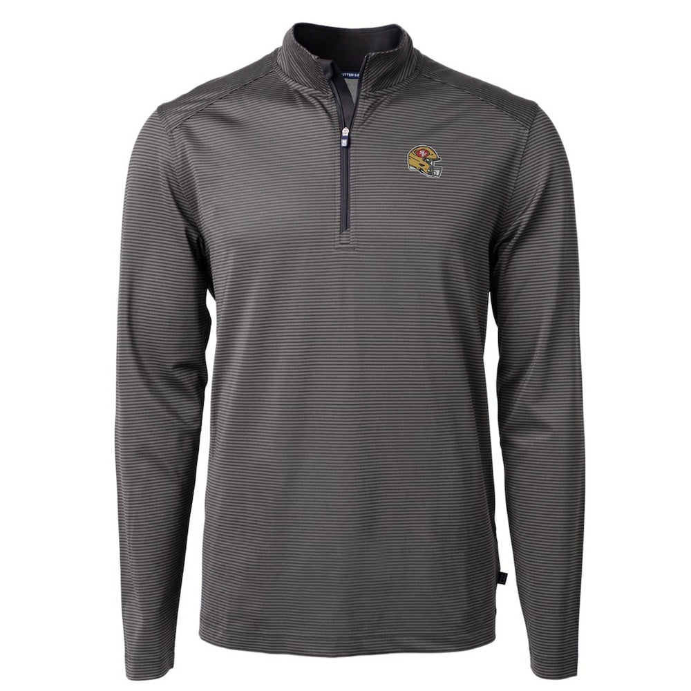 San Francisco 49ers Cutter & Buck Big & Tall Virtue Eco Pique Micro Stripe Tri-Blend Quarter-Zip Jacket - Black sale