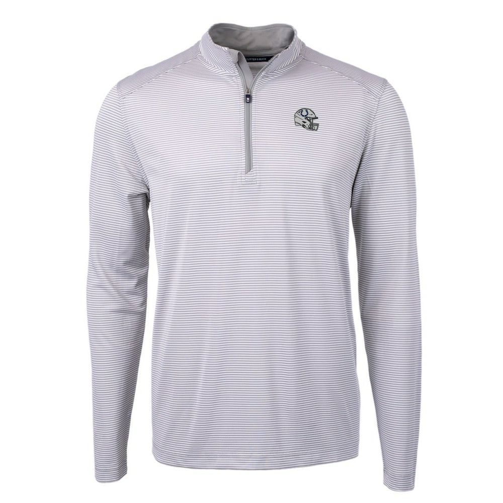 Indianapolis Colts Cutter & Buck Big & Tall Virtue Eco Pique Micro Stripe Tri-Blend Quarter-Zip Jacket - Gray online