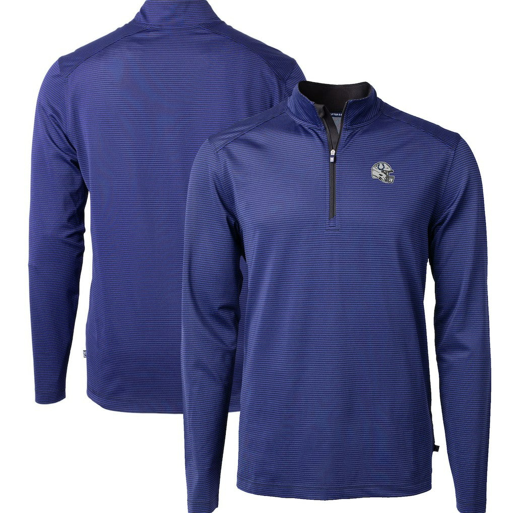Indianapolis Colts Cutter & Buck Big & Tall Virtue Eco Pique Micro Stripe Tri-Blend Quarter-Zip Jacket - Royal cheap