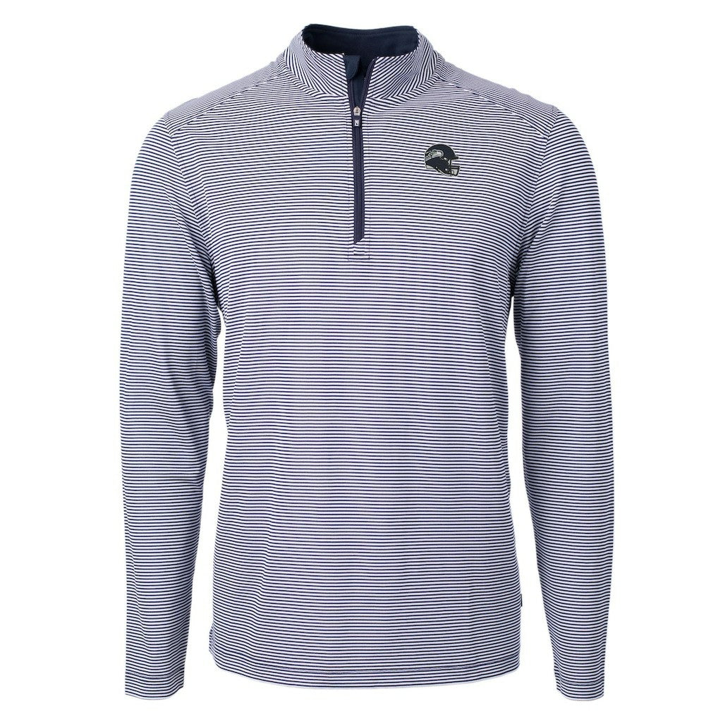 Seattle Seahawks Cutter & Buck Big & Tall Virtue Eco Pique Micro Stripe Tri-Blend Quarter-Zip Jacket - College Navy outlet