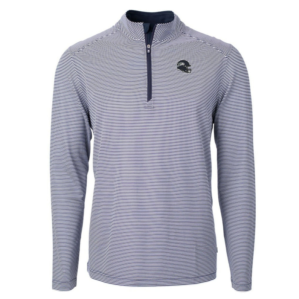 Seattle Seahawks Cutter & Buck Big & Tall Virtue Eco Pique Micro Stripe Tri-Blend Quarter-Zip Jacket - College Navy outlet