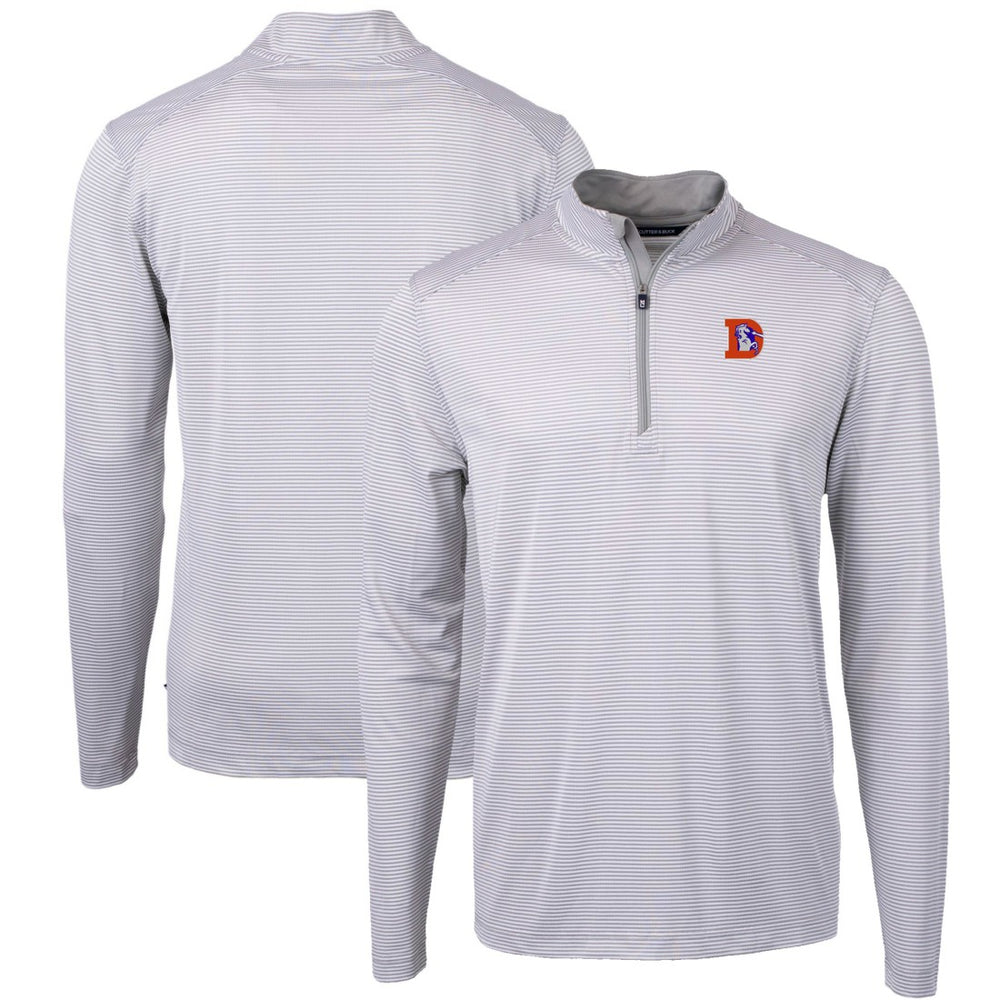 Denver Broncos Cutter & Buck Big & Tall Virtue Eco Pique Micro Stripe Tri-Blend Quarter-Zip Jacket - Gray sale