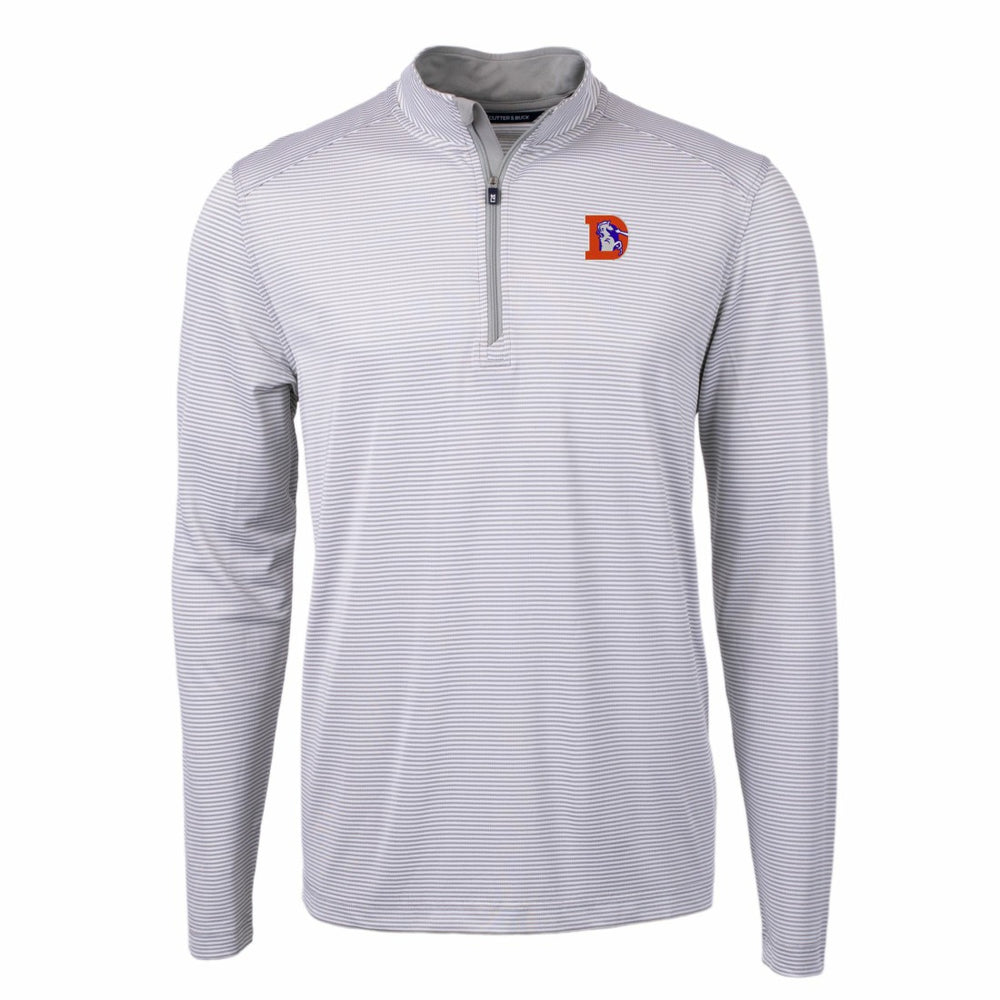 Denver Broncos Cutter & Buck Big & Tall Virtue Eco Pique Micro Stripe Tri-Blend Quarter-Zip Jacket - Gray sale