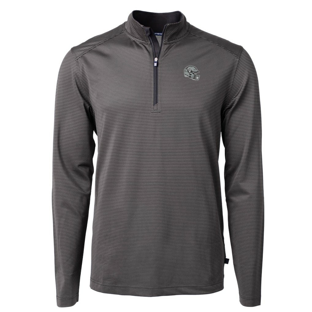Las Vegas Raiders Cutter & Buck Big & Tall Virtue Eco Pique Micro Stripe Tri-Blend Quarter-Zip Jacket - Black cheap