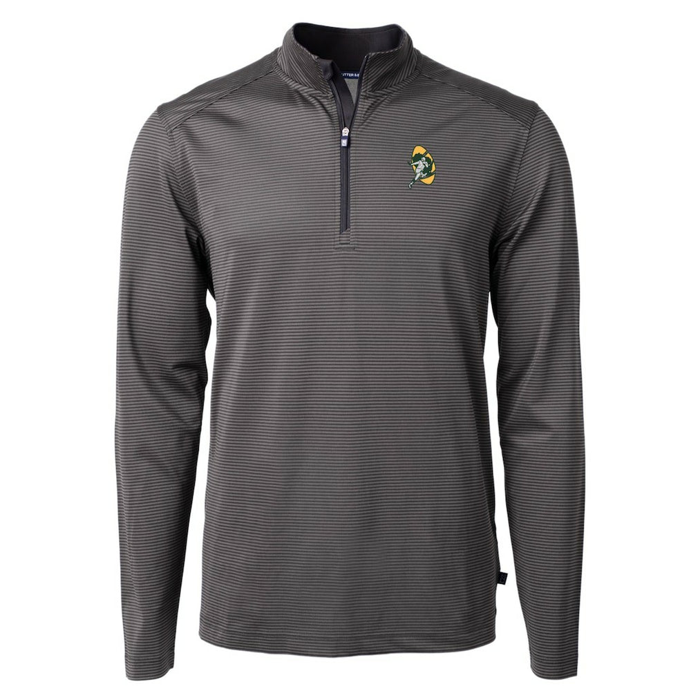 Green Bay Packers Cutter & Buck Big & Tall Virtue Eco Pique Micro Stripe Tri-Blend Quarter-Zip Jacket - Black on sale