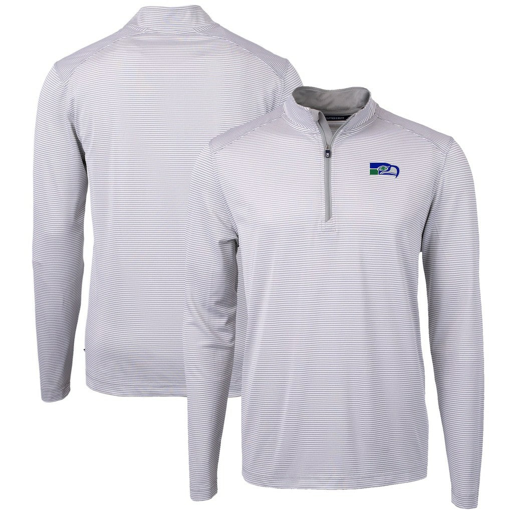 Seattle Seahawks Cutter & Buck Big & Tall Virtue Eco Pique Micro Stripe Tri-Blend Quarter-Zip Jacket - Gray sale