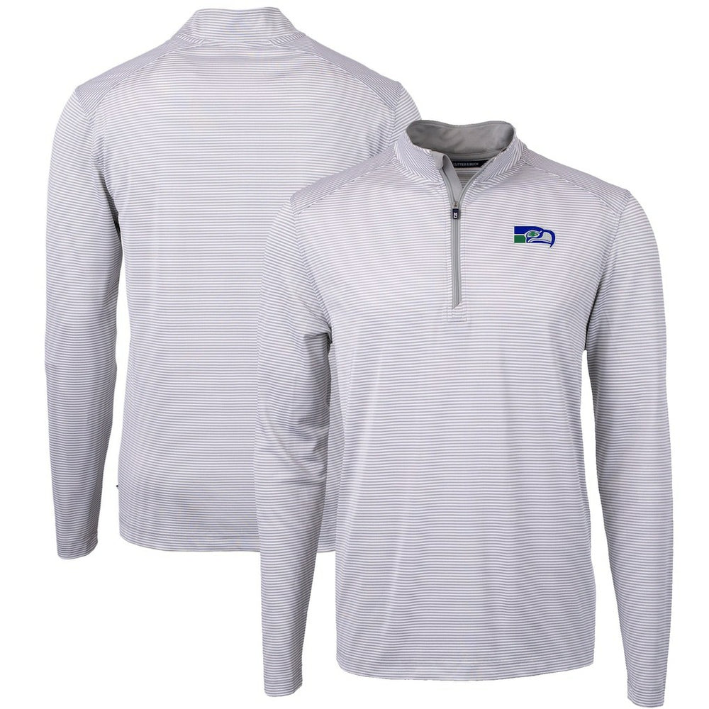 Seattle Seahawks Cutter & Buck Big & Tall Virtue Eco Pique Micro Stripe Tri-Blend Quarter-Zip Jacket - Gray sale