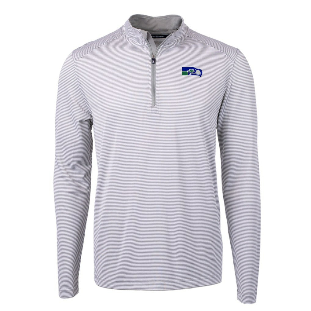 Seattle Seahawks Cutter & Buck Big & Tall Virtue Eco Pique Micro Stripe Tri-Blend Quarter-Zip Jacket - Gray sale
