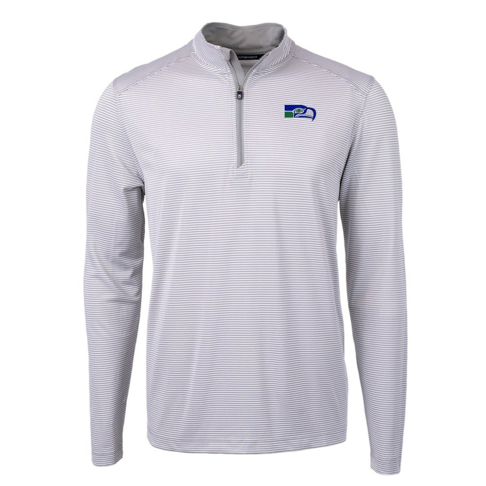 Seattle Seahawks Cutter & Buck Big & Tall Virtue Eco Pique Micro Stripe Tri-Blend Quarter-Zip Jacket - Gray sale